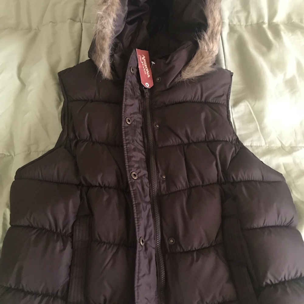 vest with fur hood